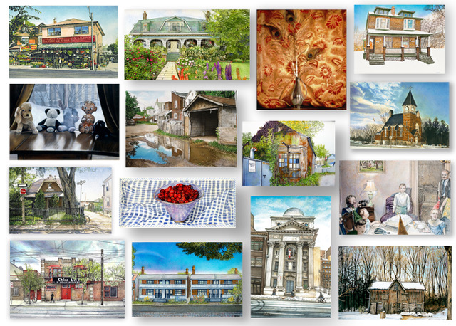 Christmas and Leslieville themed reproductions as greeting cards by Laura Marks